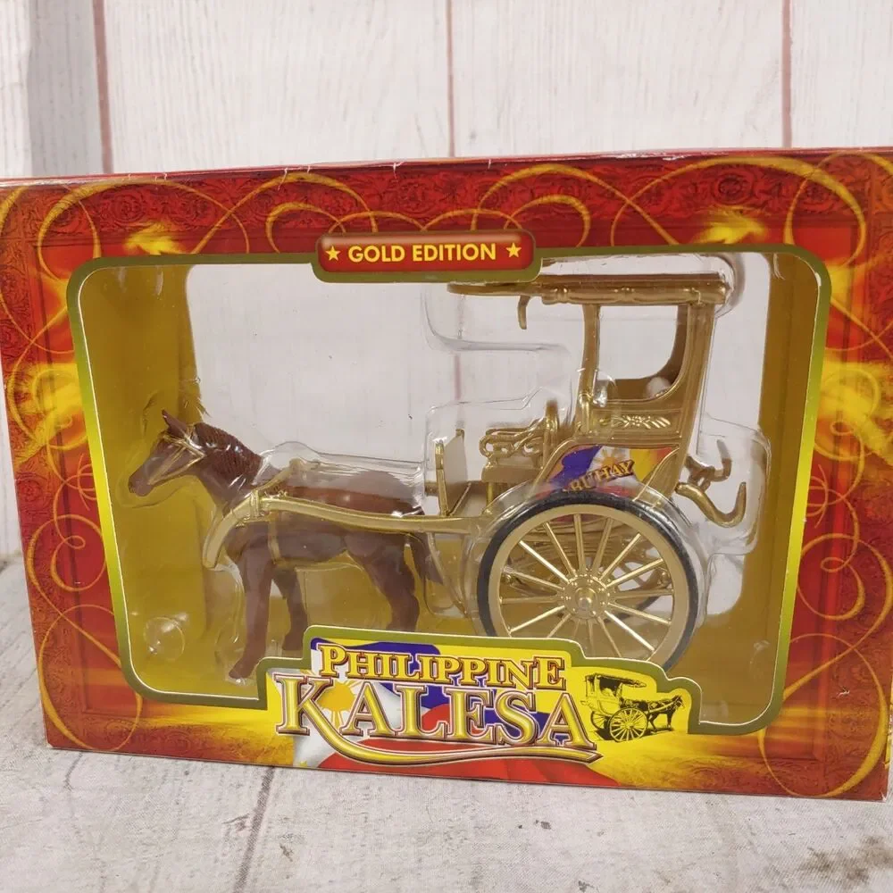 OPEN BOX - Philippine Kalesa Die-Cast Horse Drawn Carriage - GOLD EDITION 6 in
